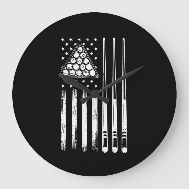 Reloj Redondo Grande Pool Player American Flag (Anverso)
