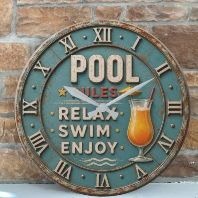 Reloj Redondo Grande Pool Rules Swimming  Decor  (Subido por el creador)