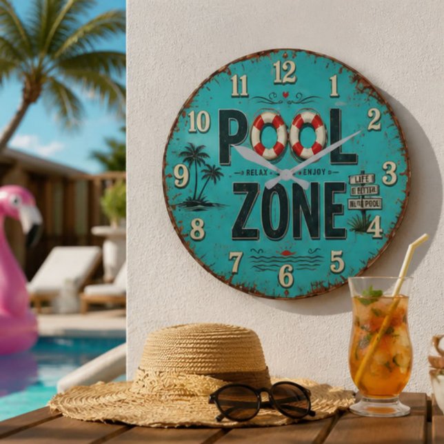 Reloj Redondo Grande Pool Zone Vintage Poolside (Subido por el creador)