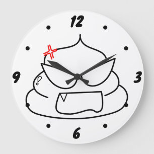 Reloj Redondo Grande Poop enojado - Brootsch the PooPoo