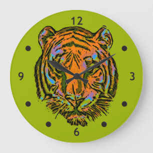 Reloj Redondo Grande Pop Art TIGER HEAD + tu trasero. e ideas