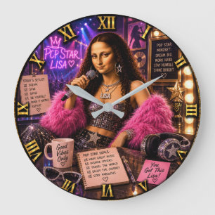Reloj Redondo Grande Pop Star Funny Mona Lisa Music Lover Gift