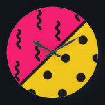 Reloj Redondo Grande PopArt Pattern<br><div class="desc">Colorful pop art design.</div>