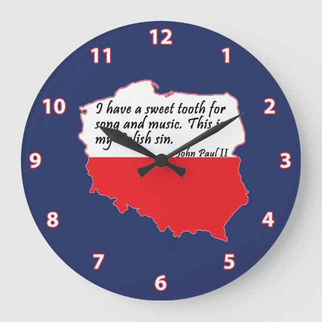Reloj Redondo Grande Pope John Paul II Quote (Anverso)