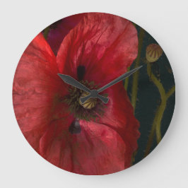 Reloj Redondo Grande Poppies rojos en negro