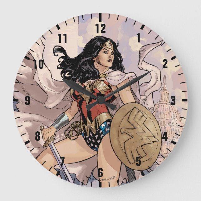 Reloj Redondo Grande Portada de historietas de mujeres maravillas #13 (Anverso)