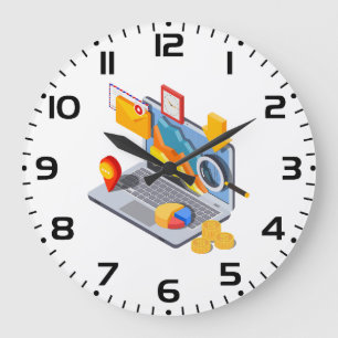 Reloj Redondo Grande Portátil de análisis de datos empresariales isomét