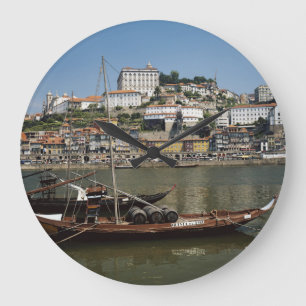 Reloj Redondo Grande Portugal, Porto, Boat With Wine Barrels