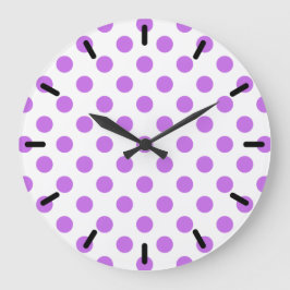 Reloj Redondo Grande Pos de Lilac y de polka blanca