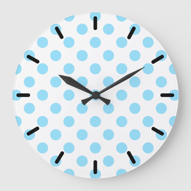 Reloj Redondo Grande Pos de polka azul y blanco (Anverso)