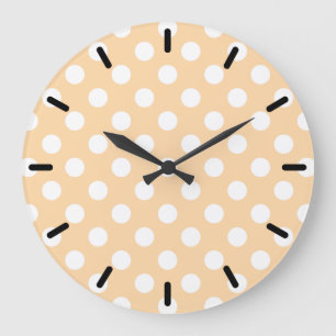 Reloj Redondo Grande Pos de polka blanca en beige