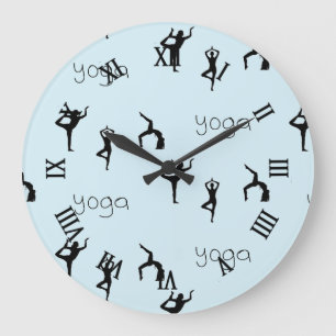 Reloj Redondo Grande poses de yoga en azul