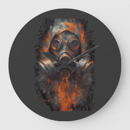 Reloj Redondo Grande Post Apocalyptic Gas Mask Toxic Grunge 