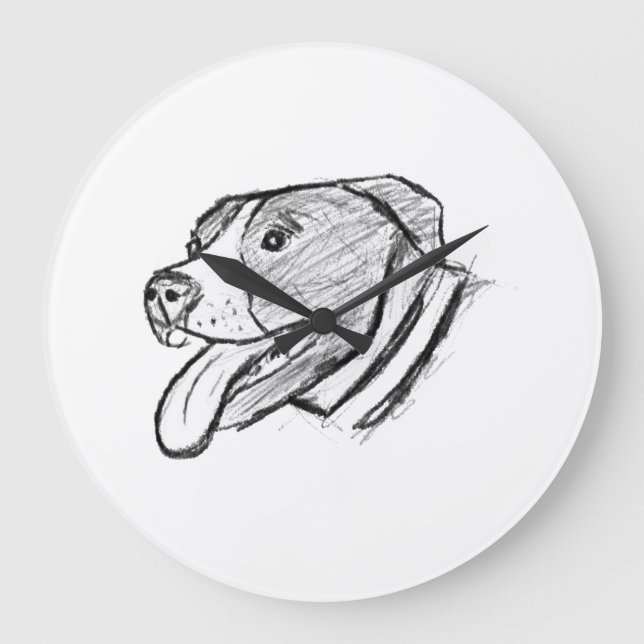 Reloj Redondo Grande poster amante de los animales dibujado a mano con  (Anverso)