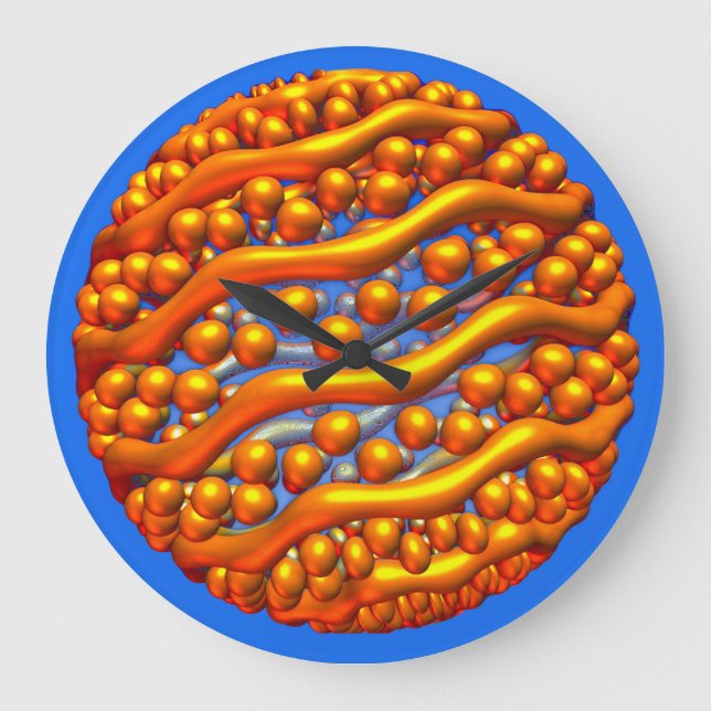 Reloj Redondo Grande Poster de las olas de oro (Anverso)