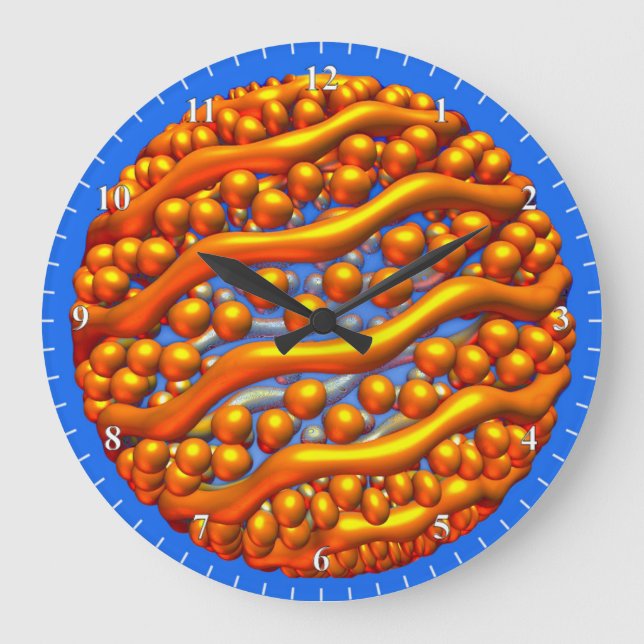Reloj Redondo Grande Poster de las olas de oro (Anverso)