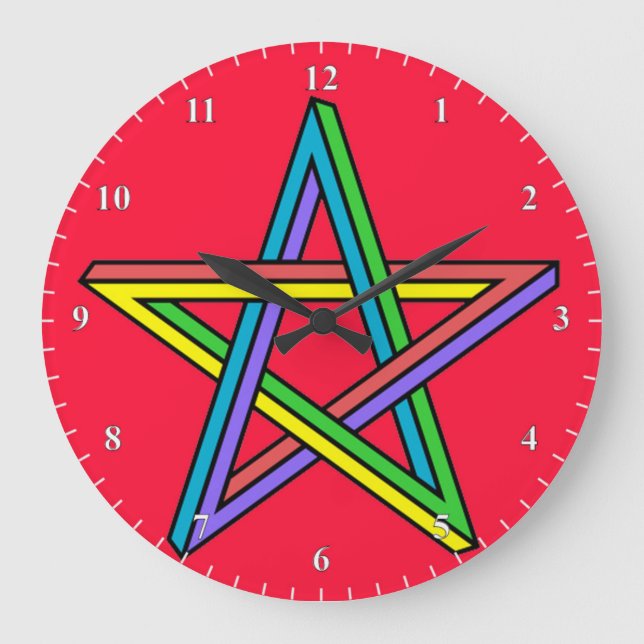 Reloj Redondo Grande Poster de Pentáculo Magico (Anverso)