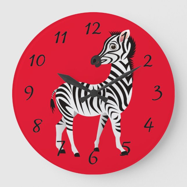 Reloj Redondo Grande Poster de perfil de cebra animada (Anverso)