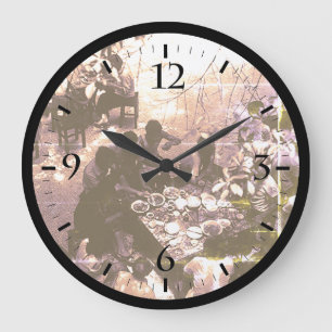 Reloj Redondo Grande Poster de restaurantes del cantón chino de época