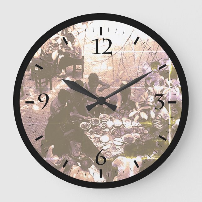 Reloj Redondo Grande Poster de restaurantes del cantón chino de época (Anverso)