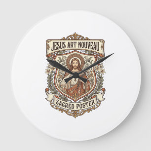 Reloj Redondo Grande Póster Sagrado Art Nouveau Jesús Póster Sagrado Ar