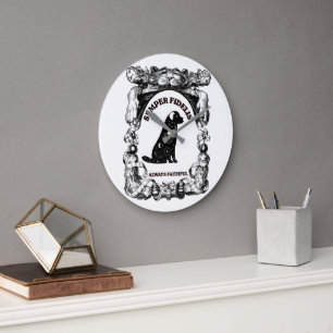 Reloj Redondo Grande Póster vintage de perro celestial Semper Fidelis