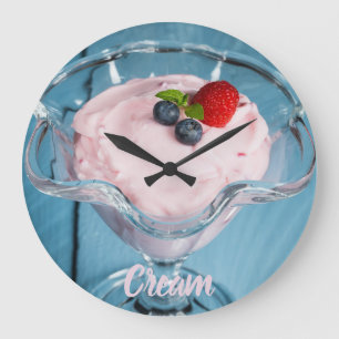 Reloj Redondo Grande Postre de crema de frambuesa con menta y regalo de