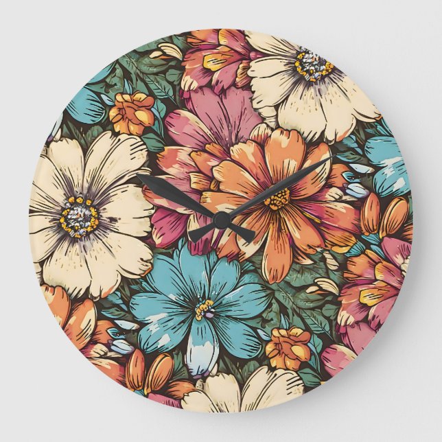 Reloj Redondo Grande Potencia de flor (Anverso)
