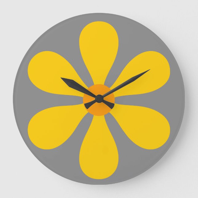Reloj Redondo Grande Potencia de flor - amarillo (Anverso)