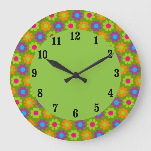 Reloj Redondo Grande Potencia de las flores de los mod del personalizab (Anverso)