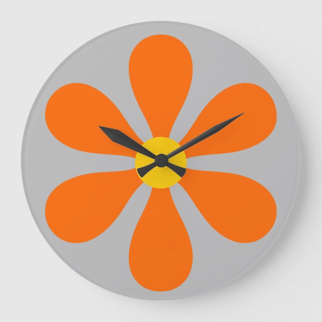 Reloj Redondo Grande Potencia de las flores - naranja (Anverso)