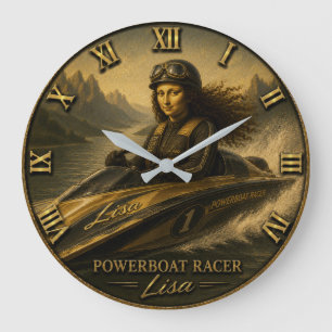 Reloj Redondo Grande Powerboat Racing Funny Mona Lisa Speedboat Racer 