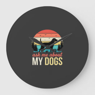 Reloj Redondo Grande Pregúntame sobre mis perros Retro Sunset_1