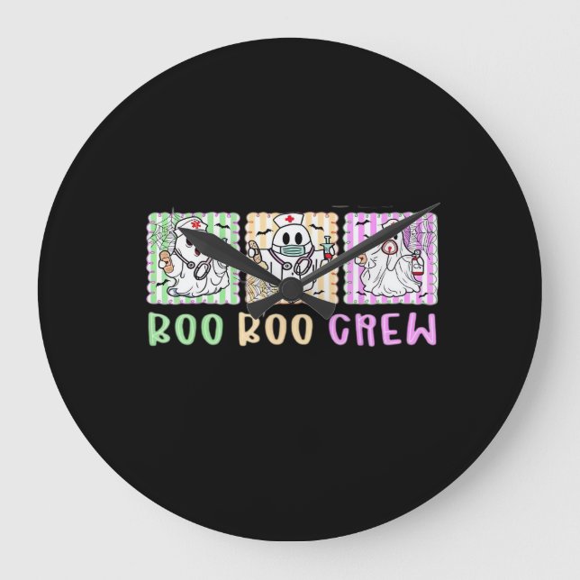 Reloj Redondo Grande Preppy Boo Crew Enfermeras Halloween Disfraces Hom (Anverso)