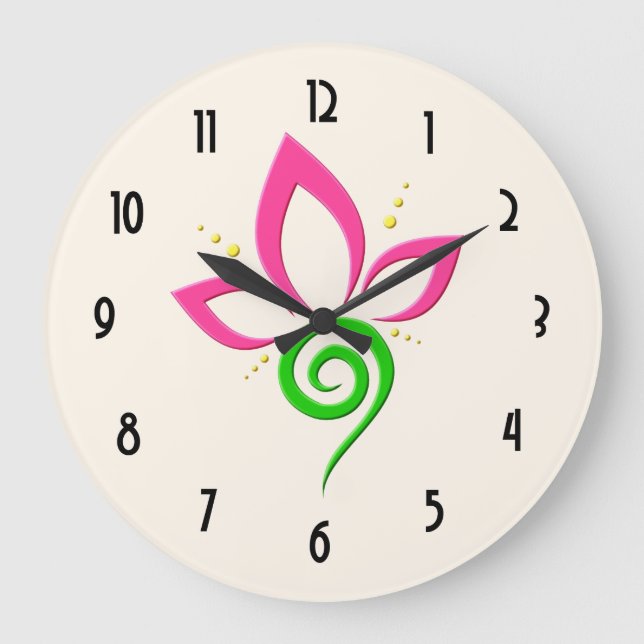 Reloj Redondo Grande Pretty Floral Icon Design (Anverso)