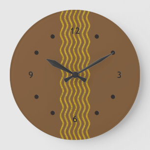 Reloj Redondo Grande Pretty Waves gold + your backgr., text & ideas