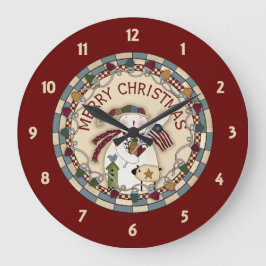 Reloj Redondo Grande Prim Merry Christmas Snowmen