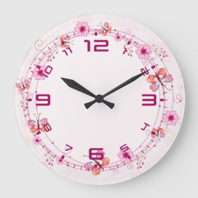 Reloj Redondo Grande Primavera rosa (Anverso)
