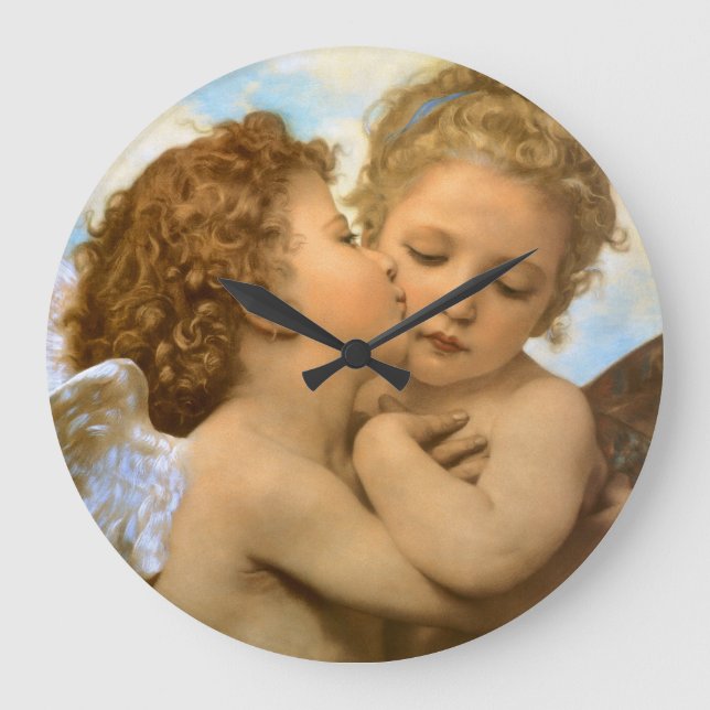 Reloj Redondo Grande Primer beso (detalle de ángel) de Bouguereau (Anverso)