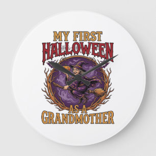 Reloj Redondo Grande Primer Halloween como Bruja Abuela Calabaza Murcié