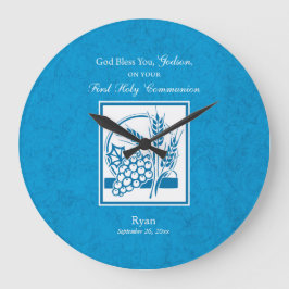 Reloj Redondo Grande Primera comunión de Godson, Trigo, Uvas Azules