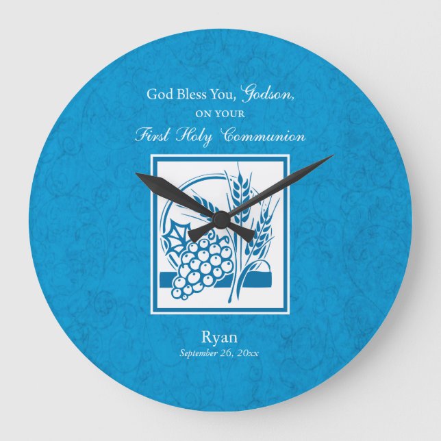 Reloj Redondo Grande Primera comunión de Godson, Trigo, Uvas Azules (Anverso)