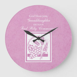 Reloj Redondo Grande Primera comunión de nieta, rosa