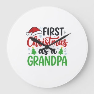 Reloj Redondo Grande Primera Navidad Abuelo Sombrero de Santa