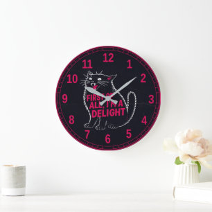 Reloj Redondo Grande Primero que nada soy un delicioso gato negro rugie