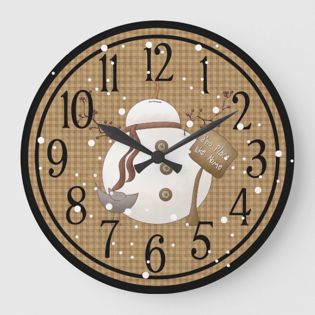 Reloj Redondo Grande Primitivo hombre de nieve hay lugar de nieve como  (Anverso)