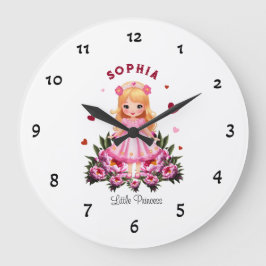 Reloj Redondo Grande Princesa adorable con flores