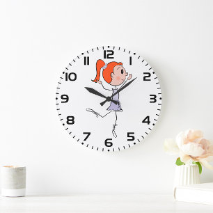 Reloj Redondo Grande Princesa Bailarina Lindo Figurita de Palitos Baila