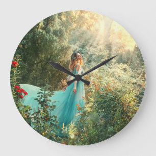 Reloj Redondo Grande Princesa de Fantasía: Vintage de la Naturaleza de