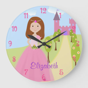 Reloj Redondo Grande Princesa dulce Personalized del pelo castaño